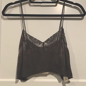 Free People Tunic Crop Top (Silk/Lace)